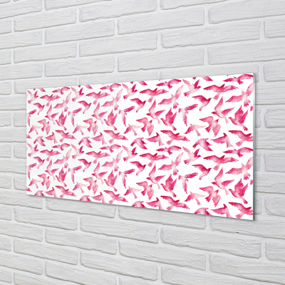 Nástenný panel  ružové vtáky