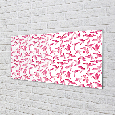 Nástenný panel  ružové vtáky