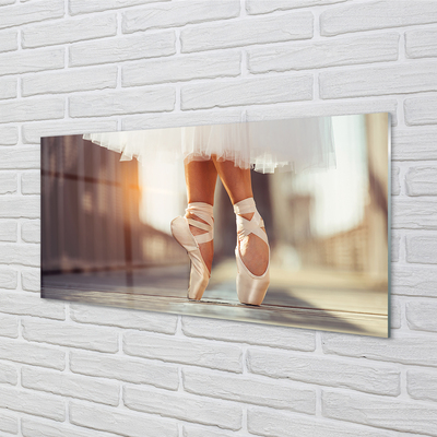 Nástenný panel  Biele baletné topánky ženské nohy