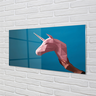 Nástenný panel  Ružový jednorožec origami
