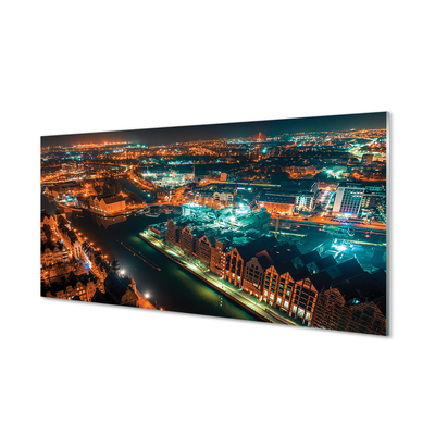Nástenný panel  Gdańsk River nočné panorama