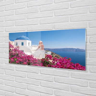 Nástenný panel  Grécko kvety morské stavby