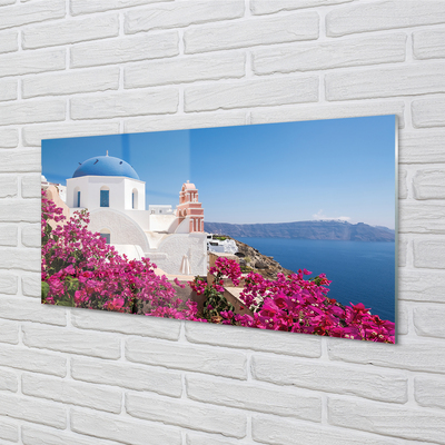 Nástenný panel  Grécko kvety morské stavby