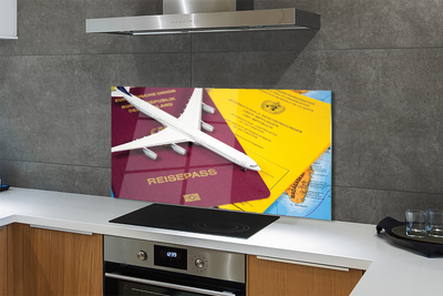 Sklenený obklad do kuchyne Plane pas mapa