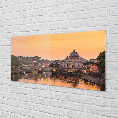 Nástenný panel  rieka Rím Sunset mosty budovy