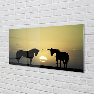 Nástenný panel  Poľné sunset jednorožce
