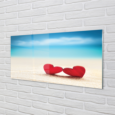 Nástenný panel  Srdce červené piesočné more