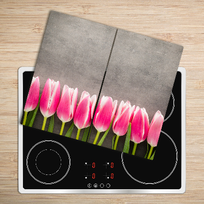 Sklenená doska na krájanie Ružové tulipány