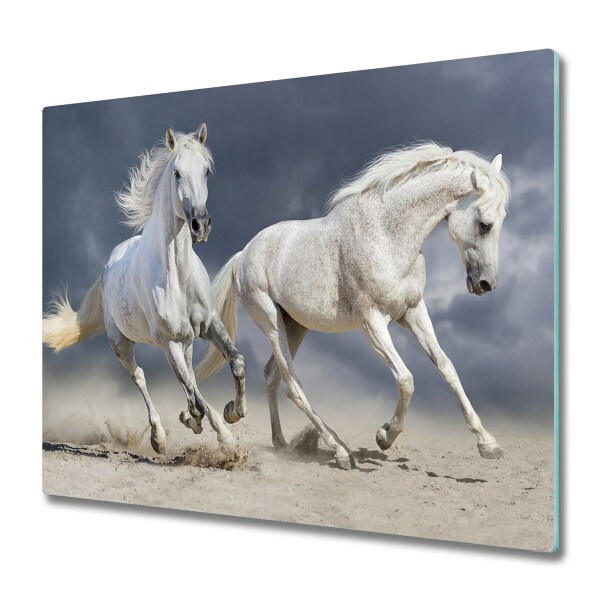 Sklenená doska na krájanie Pláž biele kone
