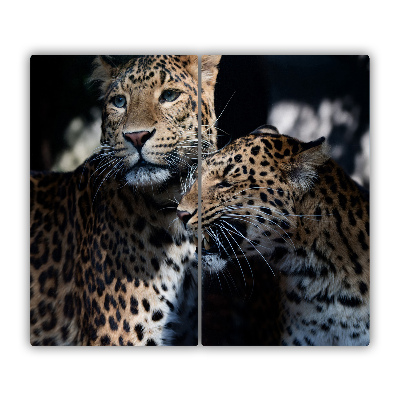 Sklenená doska na krájanie Dva leopardy