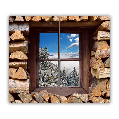 Sklenená doska na krájanie Zima za oknom