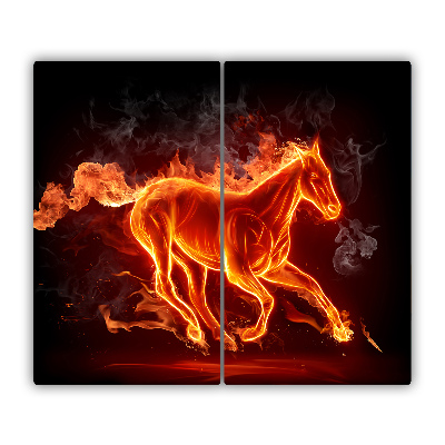 Sklenená doska na krájanie Kôň v plameňoch