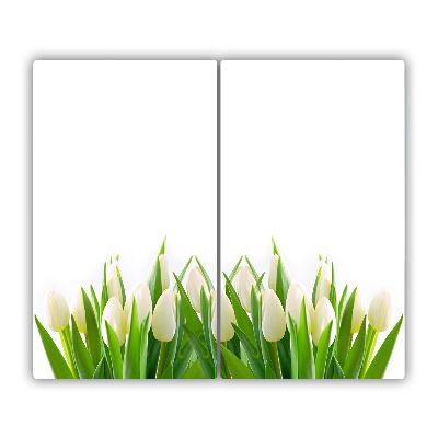 Sklenená doska na krájanie Biele tulipány