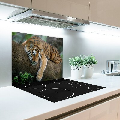Sklenená doska na krájanie Tiger na strome