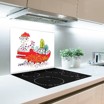 Sklenená doska na krájanie Farebný krokodíl