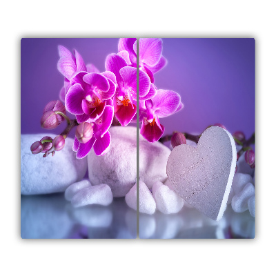 Sklenená doska na krájanie Orchidea a srdce