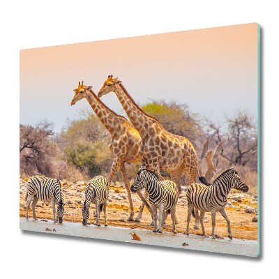 Sklenená doska na krájanie Žirafy a zebry