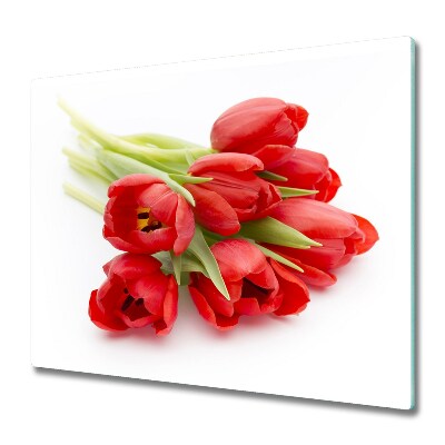 Sklenená doska na krájanie Červené tulipány