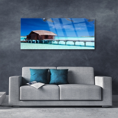 Obraz na akrylátovom skle More pláž dom architektúra