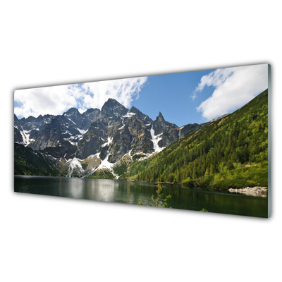 Obraz na akrylátovom skle Hora jazero les príroda