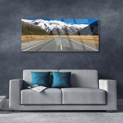Obraz na akrylátovom skle Cesta hory sneh krajina
