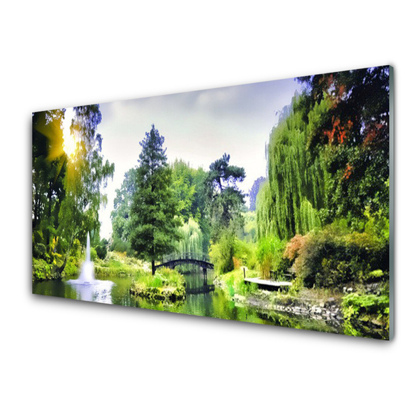 Obraz na akrylátovom skle Les vodopád slnko príroda