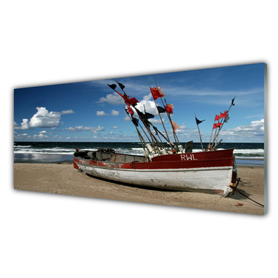 Obraz na akrylátovom skle More pláž loďka krajina