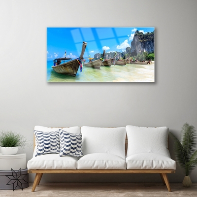 Obraz na akrylátovom skle Loďka more pláž krajina