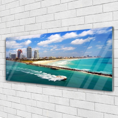 Obraz na akrylátovom skle More pláž mesto krajina