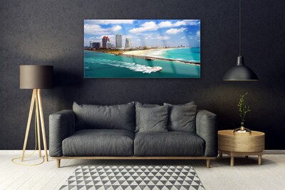 Obraz na akrylátovom skle More pláž mesto krajina