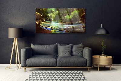 Obraz na akrylátovom skle Les jazero kamene príroda