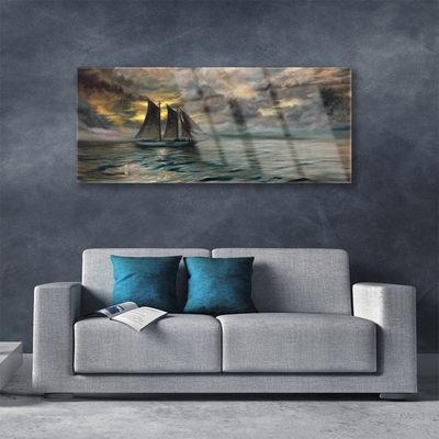Obraz na akrylátovom skle More loďka krajina