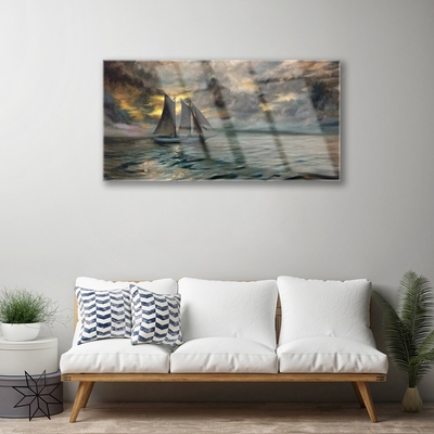 Obraz na akrylátovom skle More loďka krajina