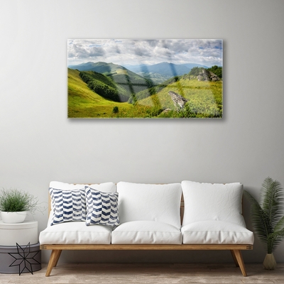 Obraz na akrylátovom skle Hora lúka krajina