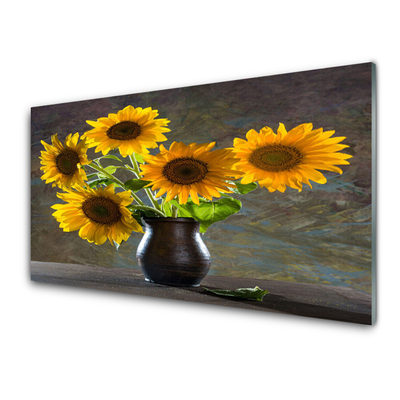 Obraz na akrylátovom skle Slnečnica váza rastlina