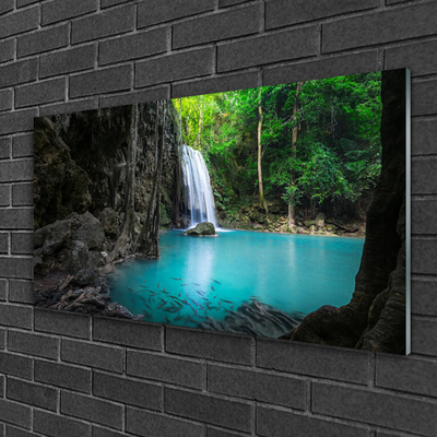 Obraz na akrylátovom skle Jazero vodopád príroda
