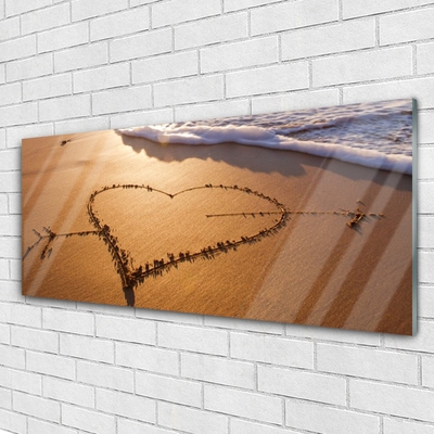 Obraz na akrylátovom skle Pláž srdce more umenie