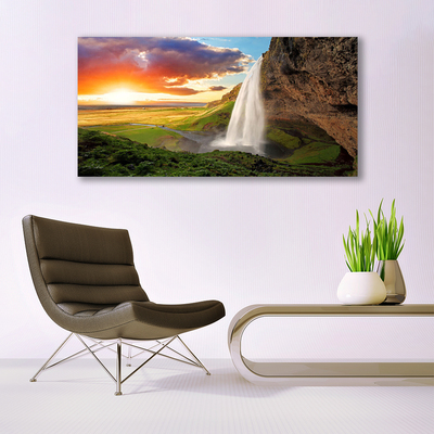 Obraz na akrylátovom skle Hora vodopád príroda