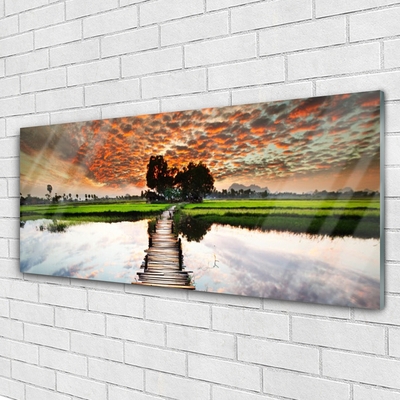 Obraz na akrylátovom skle Most jazero príroda