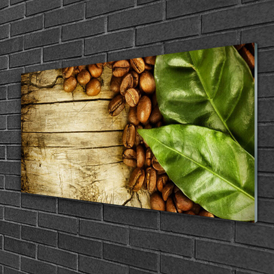 Obraz na akrylátovom skle Zrnká káva listy kuchyňa