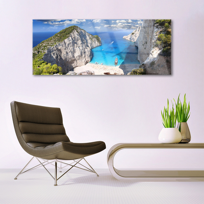 Obraz na akrylátovom skle Záliv hora pláž krajina