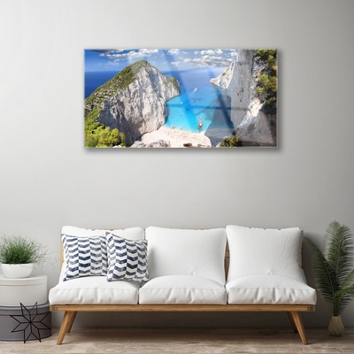 Obraz na akrylátovom skle Záliv hora pláž krajina