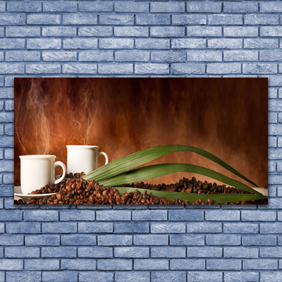 Obraz na akrylátovom skle Šálky káva zrnká kuchyňa