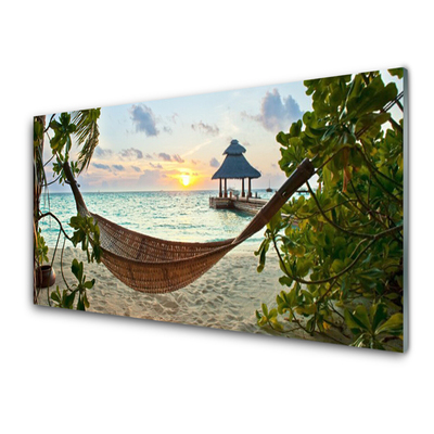 Obraz na akrylátovom skle Pláž hamaka more krajina