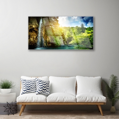 Obraz na akrylátovom skle Vodopád stromy príroda