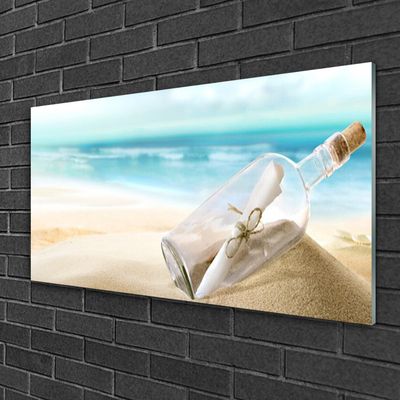 Obraz na akrylátovom skle Pláž fľaša list umenie
