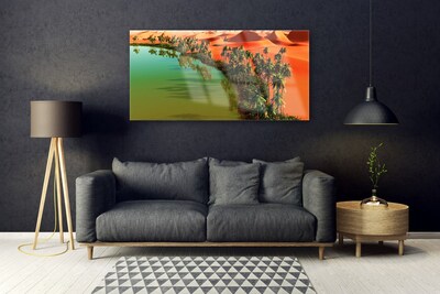 Obraz plexi Jazero púšť palmy