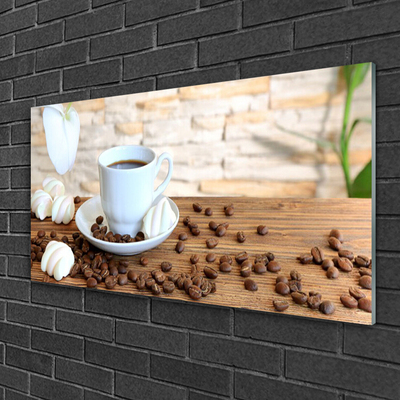 Obraz plexi Hrnček káva zrnká kuchyňa