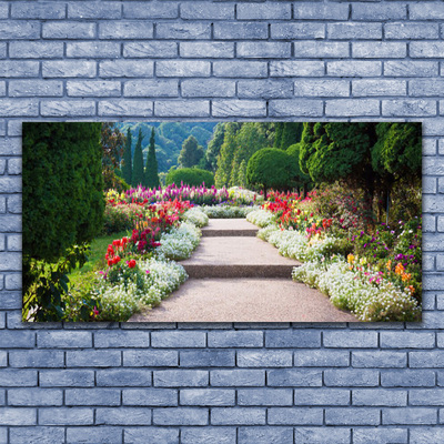 Obraz plexi Park kvety schody záhrada