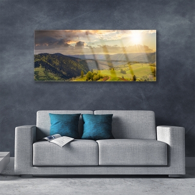 Obraz plexi Hory lúka západ slnka